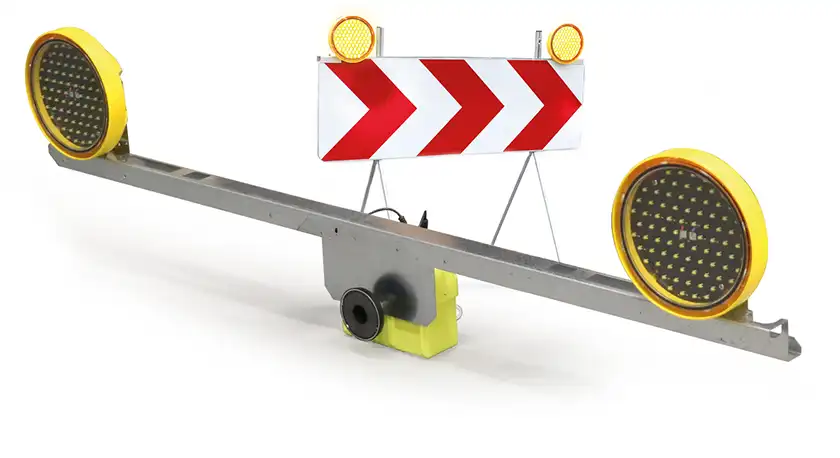 Pre-equipped bar for metal sheet signs with bi-flash Ø 200 with 80 LEDs 2 batteries case power supply