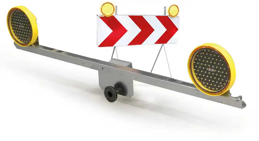 Pre-equipped bar for metal sheet signs with bi-flash Ø 200 with 80 LEDs Rechargeable battery power supply