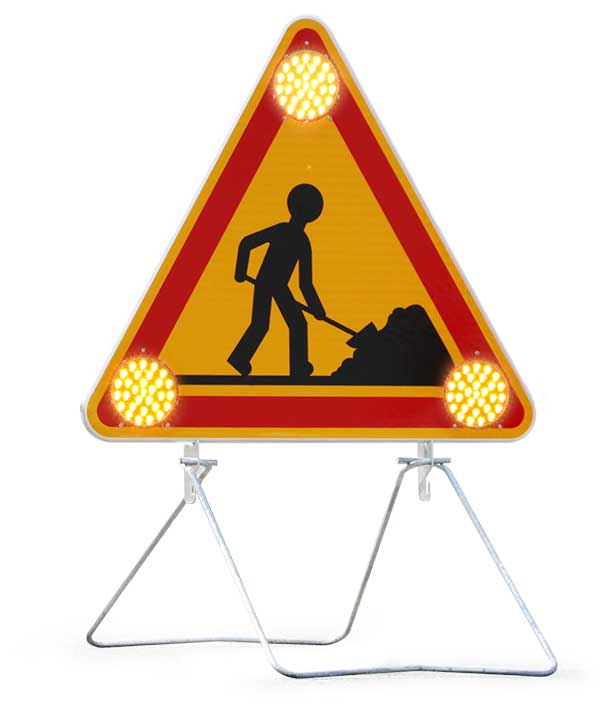 Lighting triangle 1000 tri-flash Ø 130 with 30 LEDs • Rechargeable battery power supply