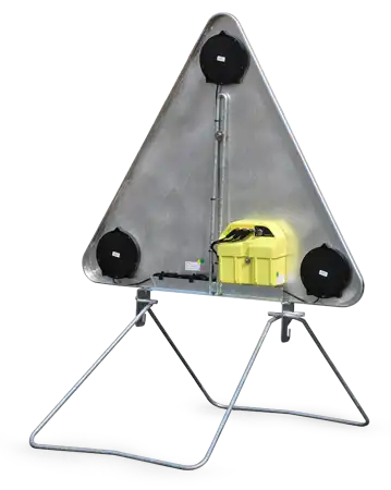 Lighting triangle 1000 tri-flash Ø 130 with 30 LEDs 2 batteries case power supply - Image 2