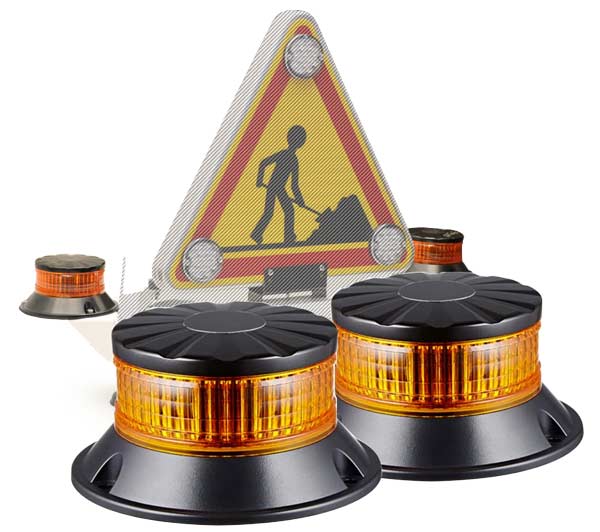 Two orange LED beacons